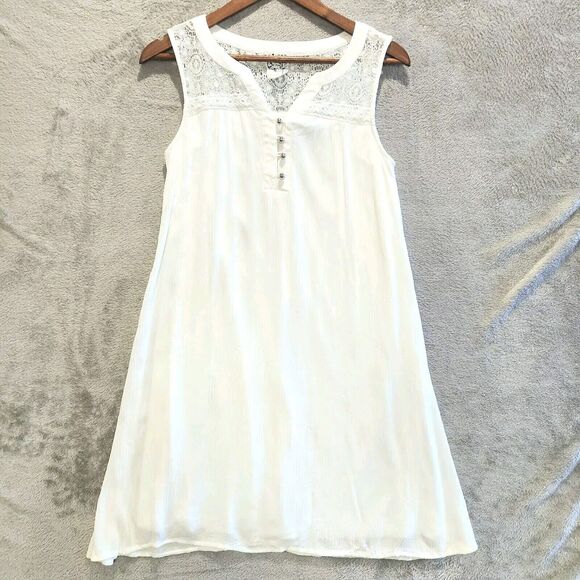 Naif White Lace Lined Shift Mini Dress Size Small Cottagecore Dainty Feminine - Picture 1 of 11